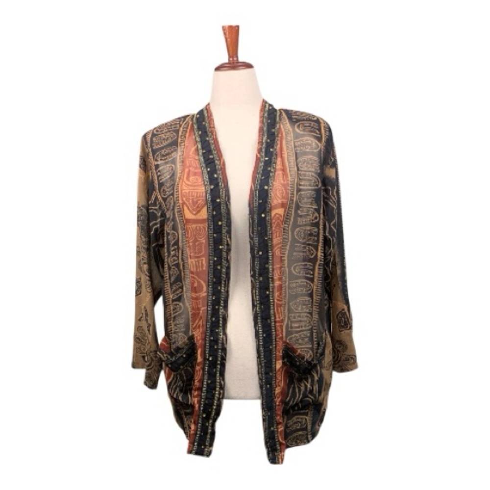 Vintage‎ Tan Chho Flowy Kimono/ Duster/ Jacket. Size Medium